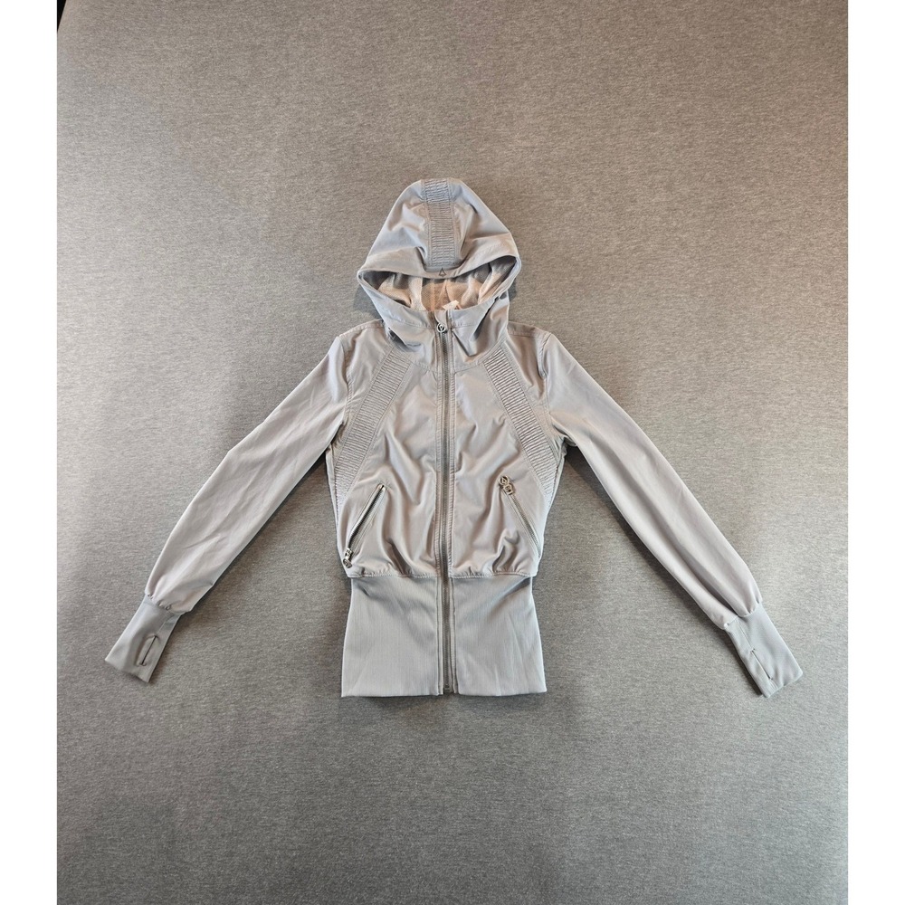 Ivivva by Lululemon Wild Wonder Hoodie Girls 10 Gray Full Zip Thumbholes Jacket‎